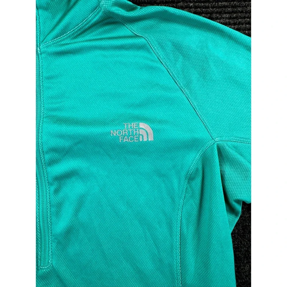 The North Face Top Womens Large Turquoise Half Zip Flashdry Thumbhole Athleisure - Picture 7 of 15